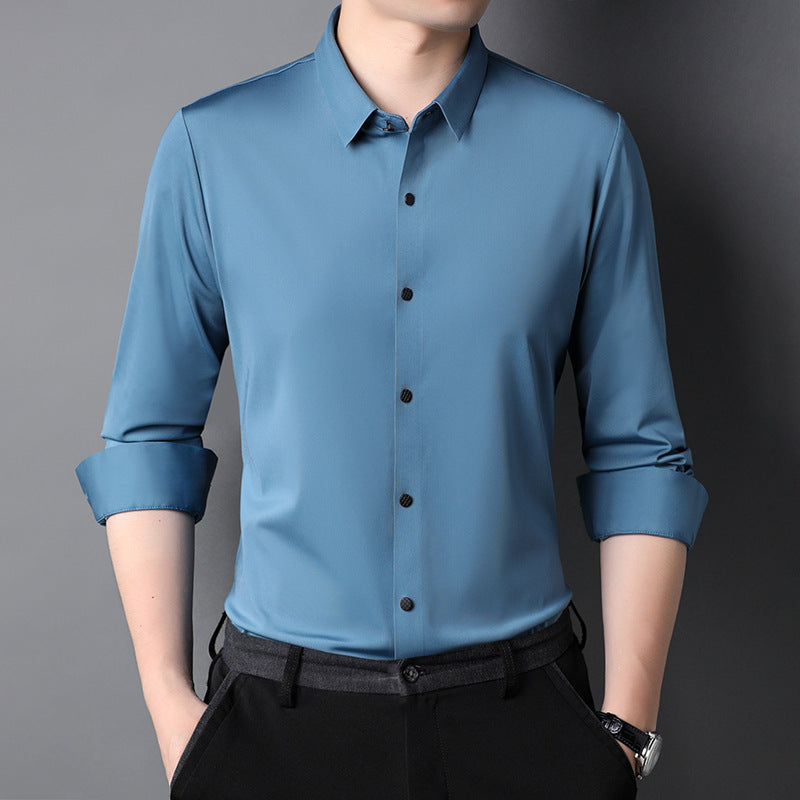 Men's Shirt Leisure Iron-free Micro-elastic Long Sleeve